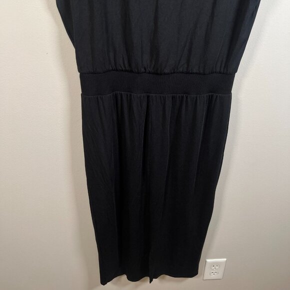 Athleta Santorini Cinch Midi Dress Size Medium Black Work Travel Athleisure - Picture 9 of 10